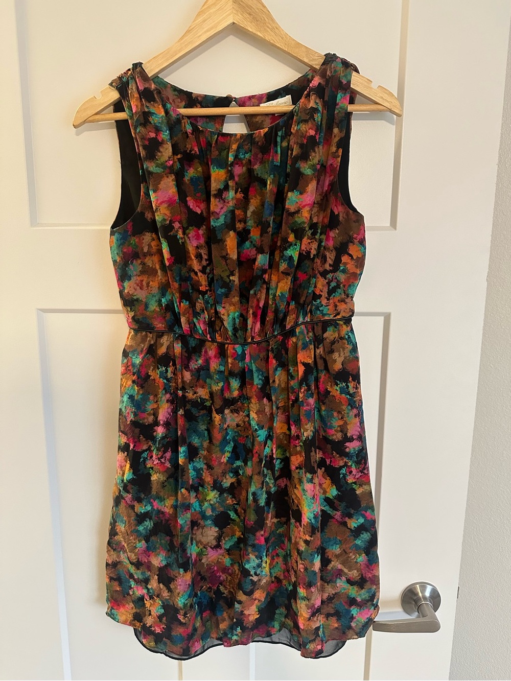 Soshanna Silk Watercolor Mini Dress